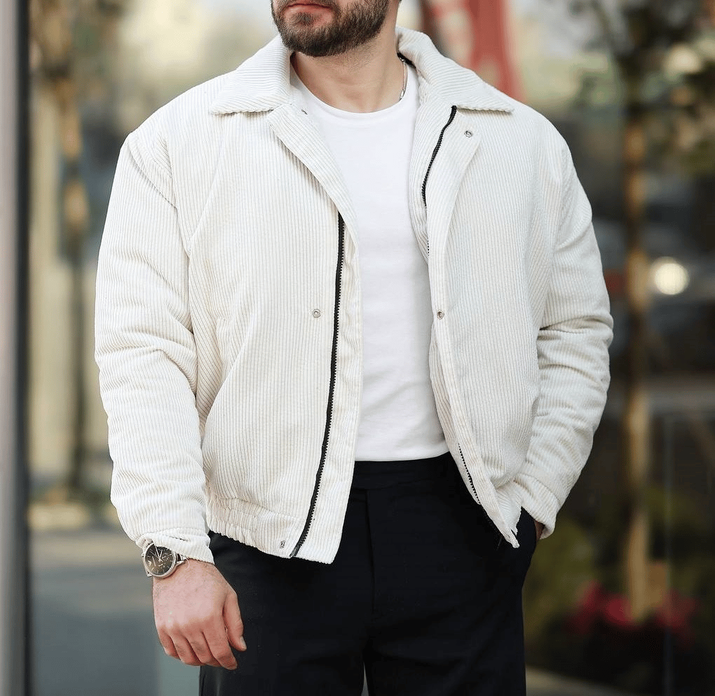 Old Money Oversize Ekru Kadife Ceket/Mont