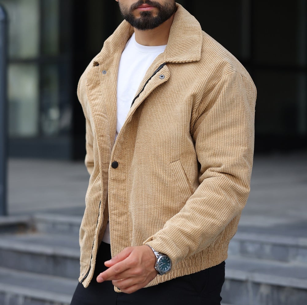Old Money Oversize Krem Kadife Ceket/Mont