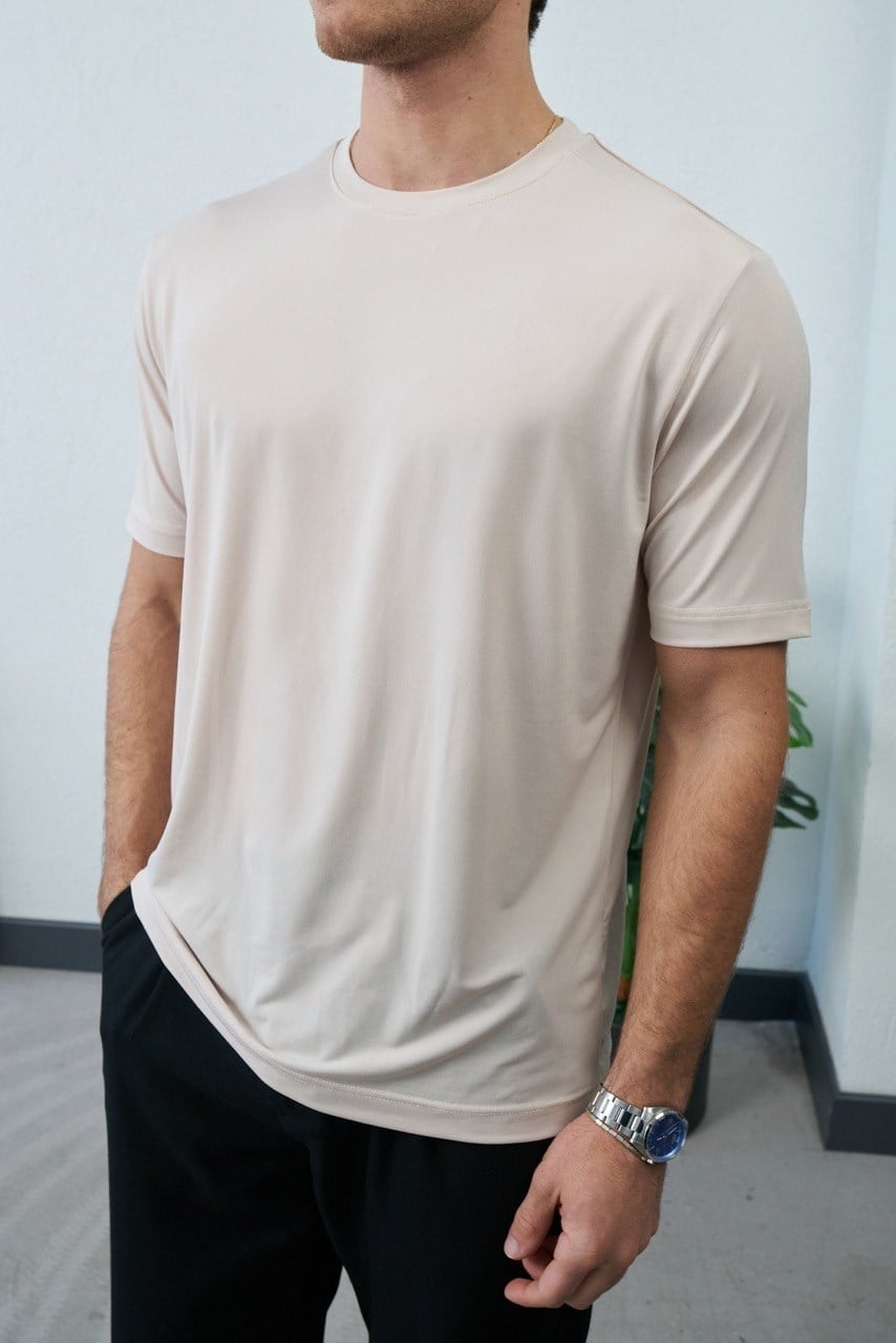 Ultra Hafif Krem Basic T-Shirt - Fresh Tiril Tiril 