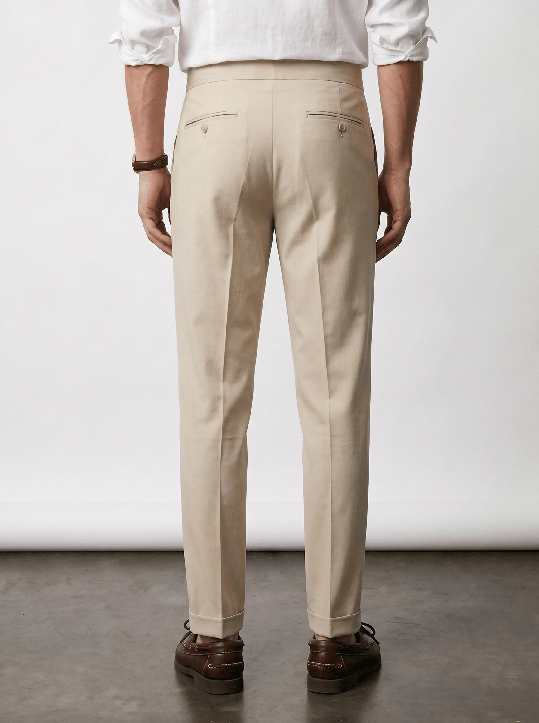 Yeni Premium Pileli Old Money Kumaş Krem Pantolon