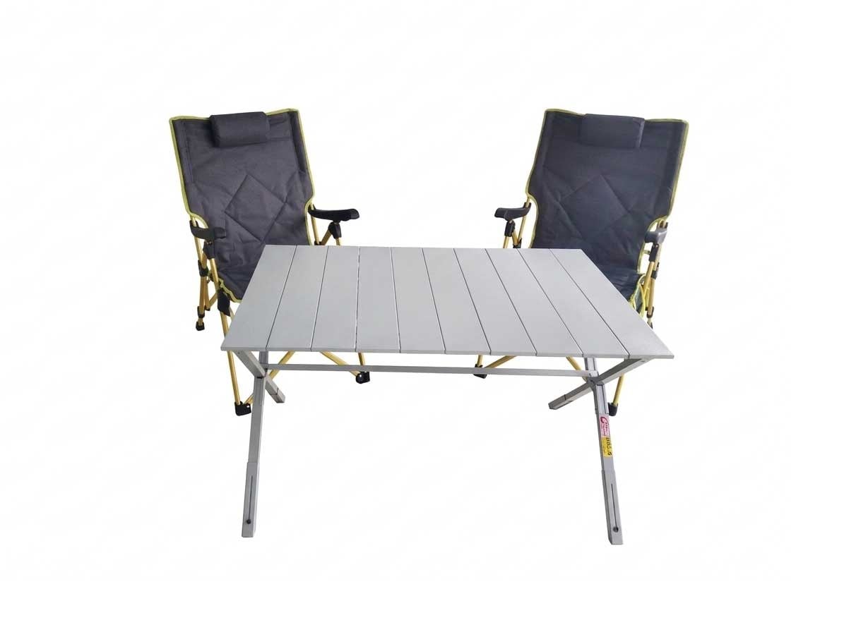 2 adet FlexLounge 3X Katlanabilir Kamp Sandalyesi + Kamp Masası Seti