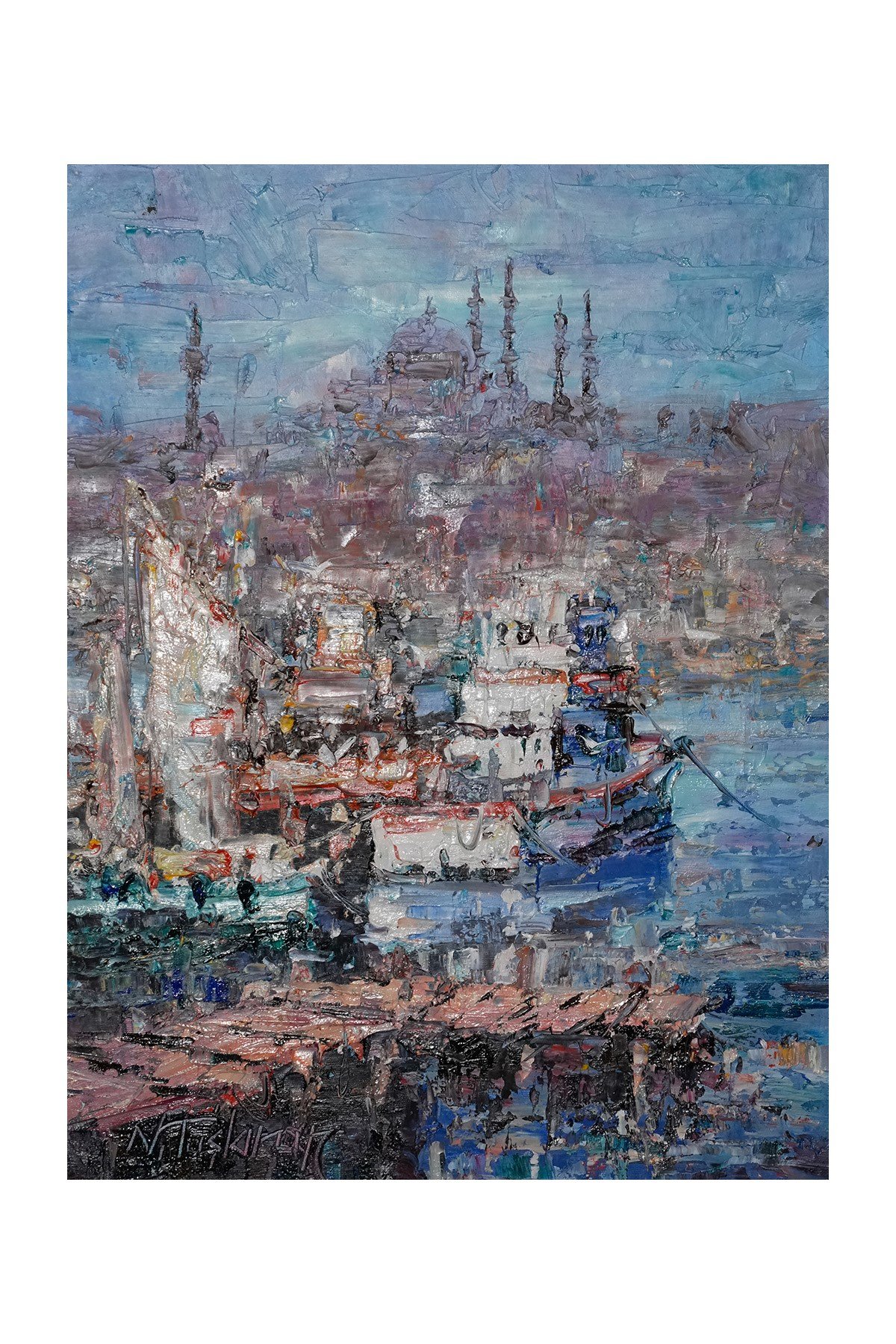 Mavi Sisler İçinde Süleymaniye ve Tekneler
