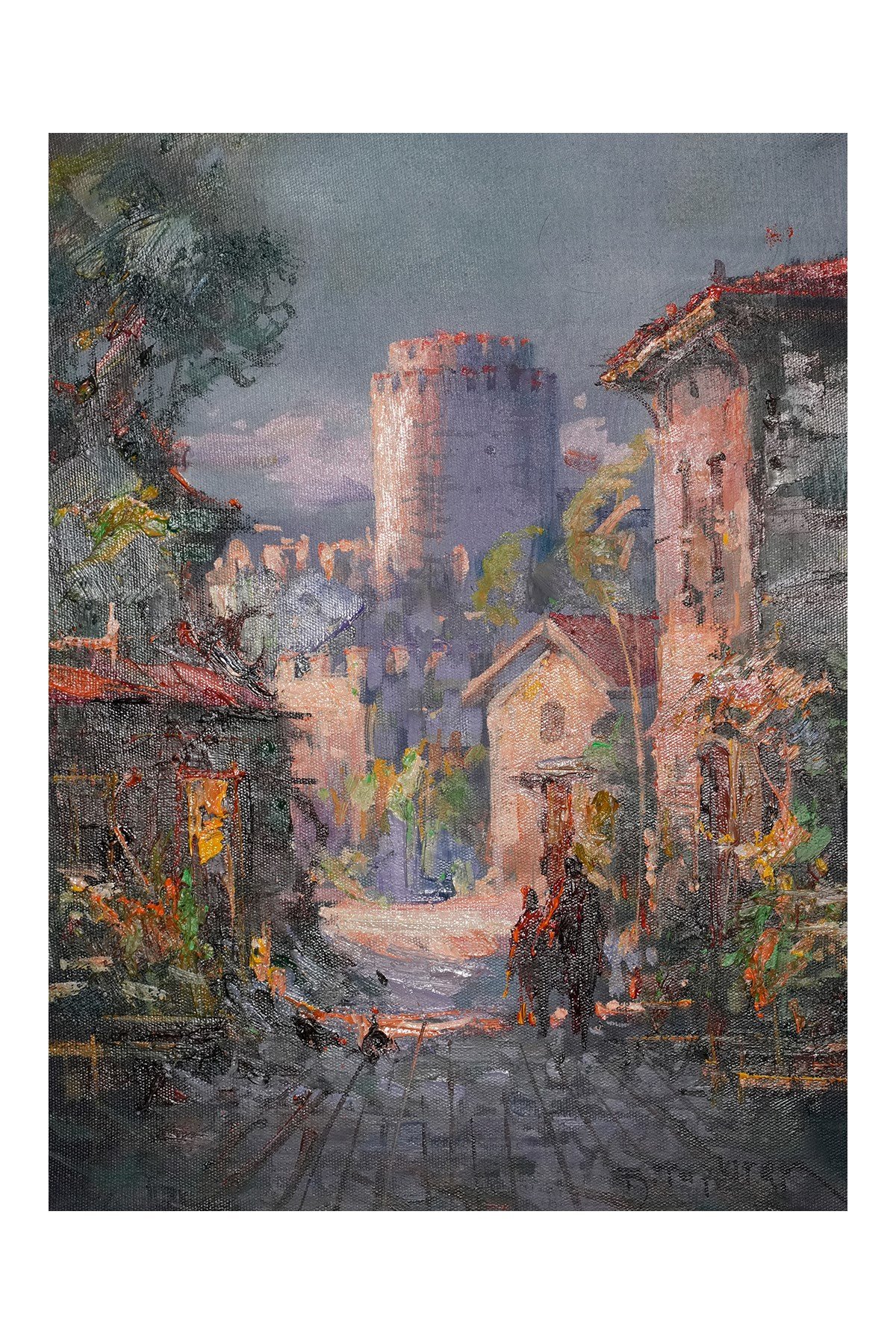 Rumeli Hisarı Silüetli Arnavut Kaldırımlı Sokak