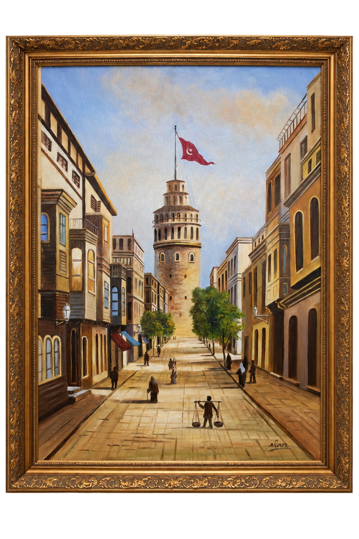 Türk Bayraklı Galata Kulesi Manzarası