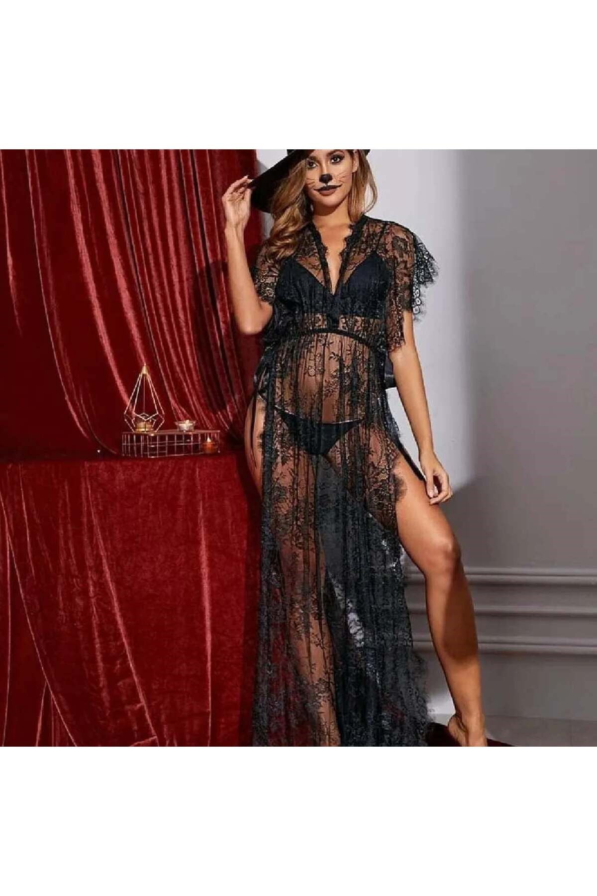 Dantel detaylı kimono