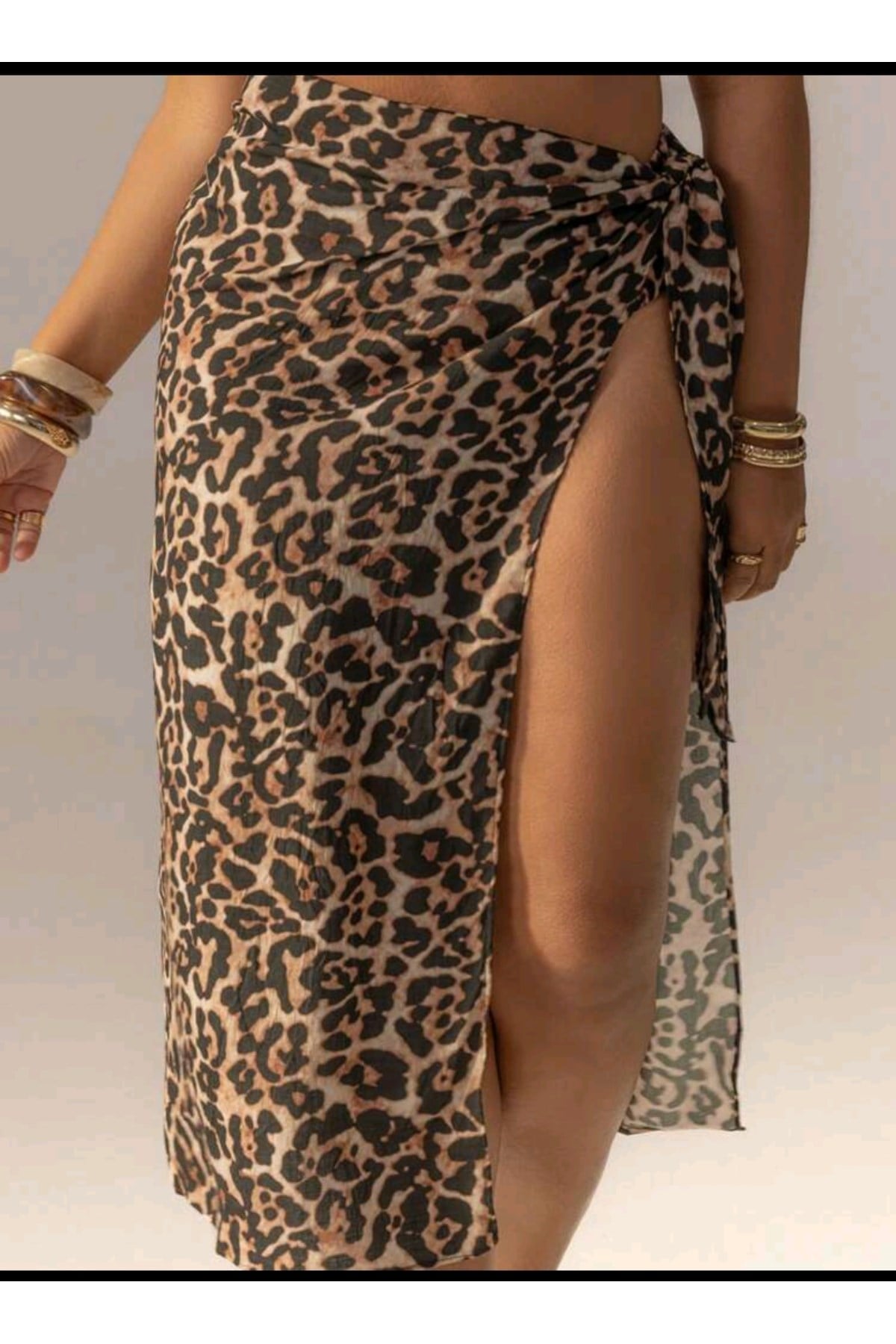 Leopar desenli pareo etek