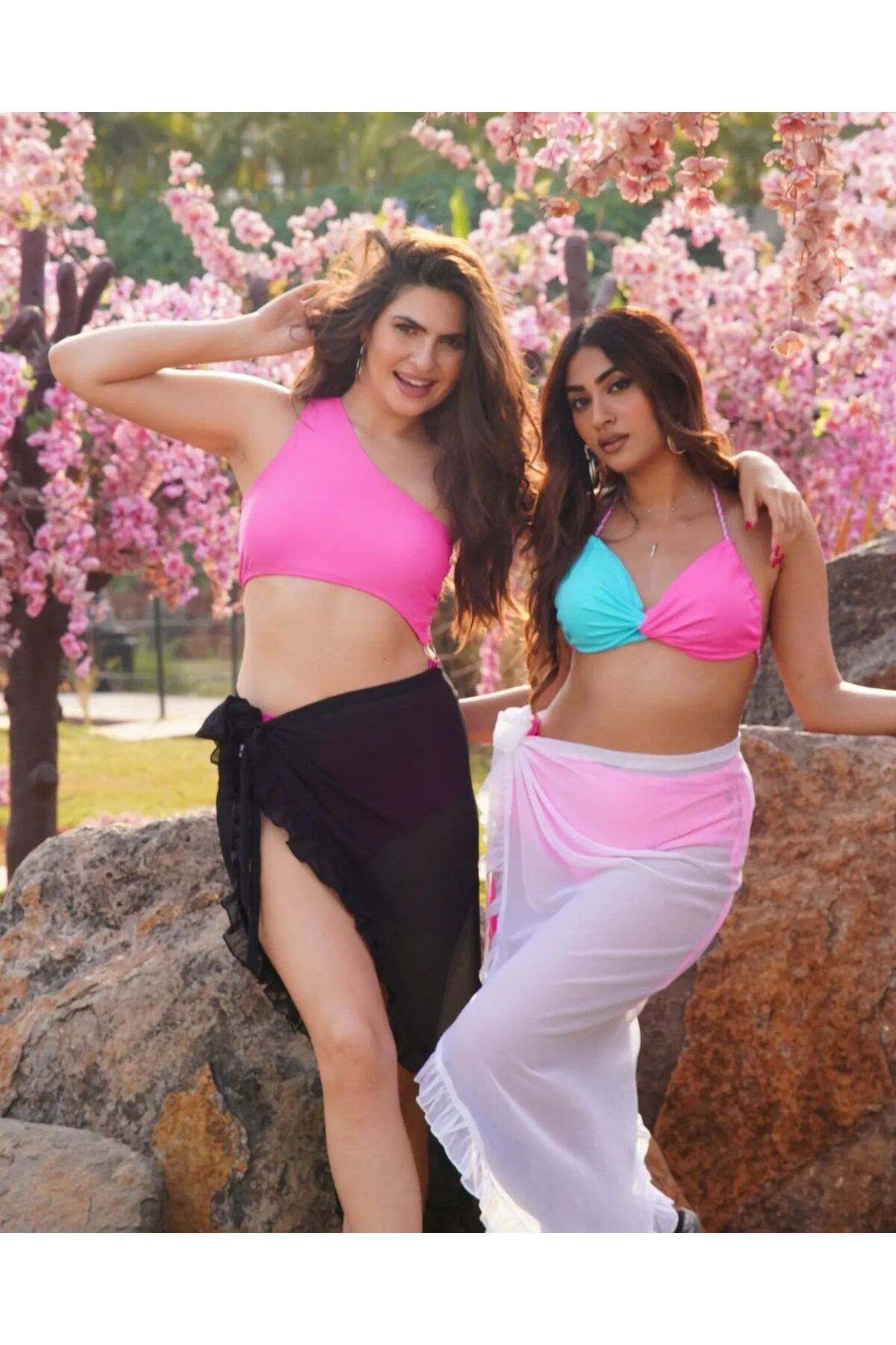 Linna 2li siyah ve beyaz pareo etek