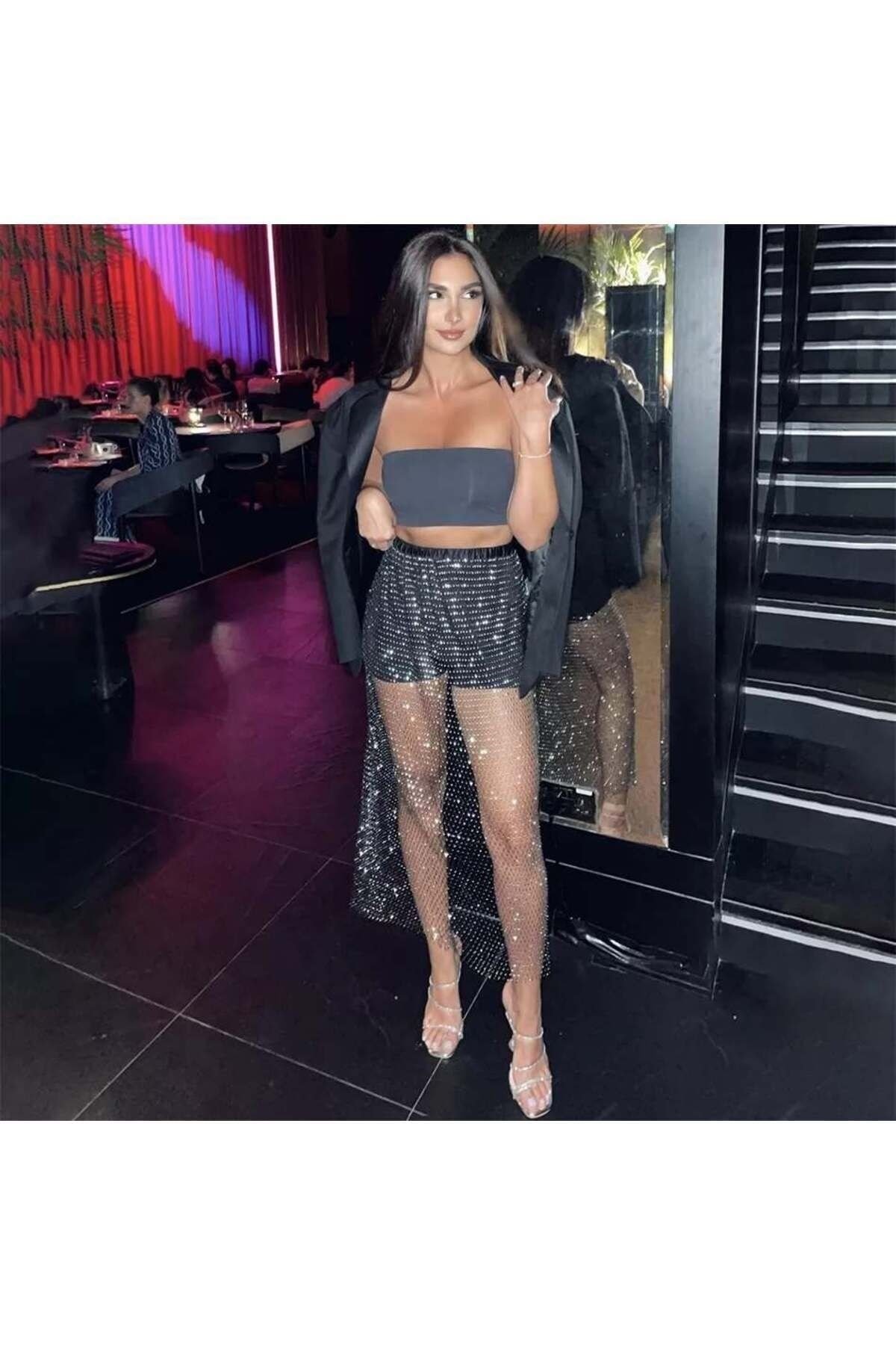Lucia kristal taşlı etek