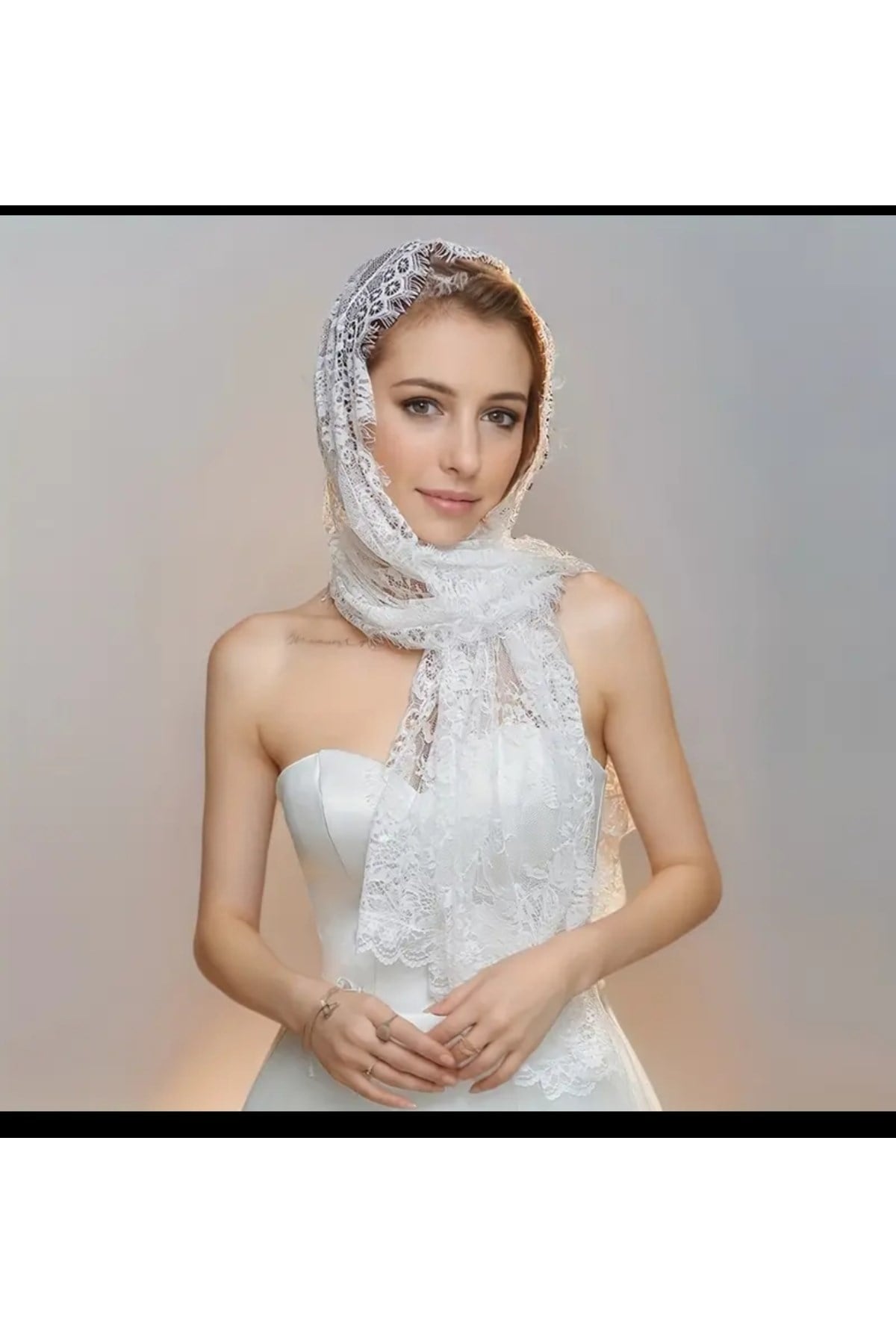 Vintage esintili mantilla şal örtü