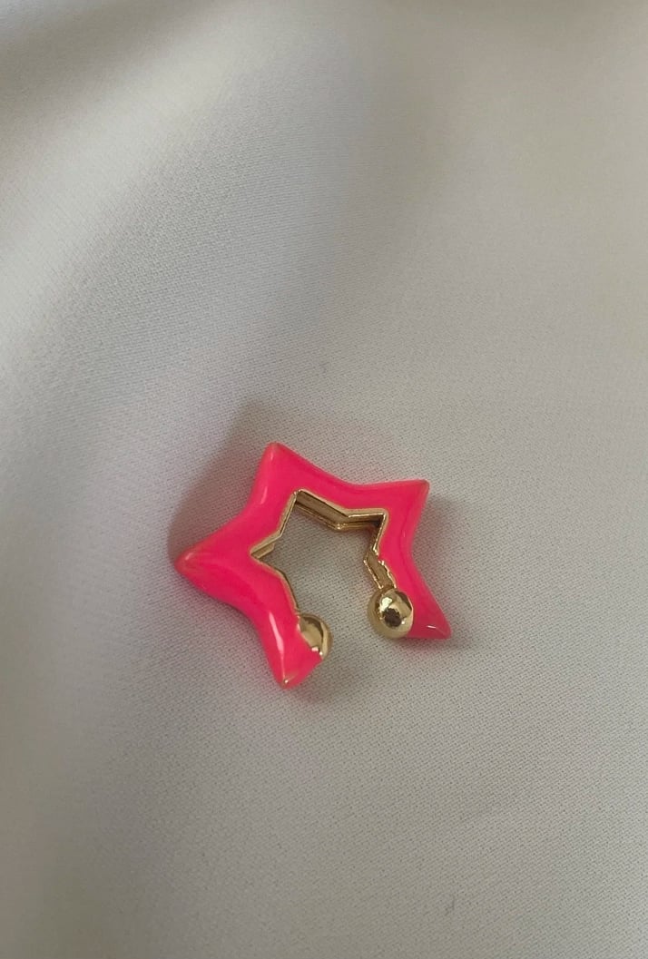 Neon Yıldız Kıkırdak Küpe