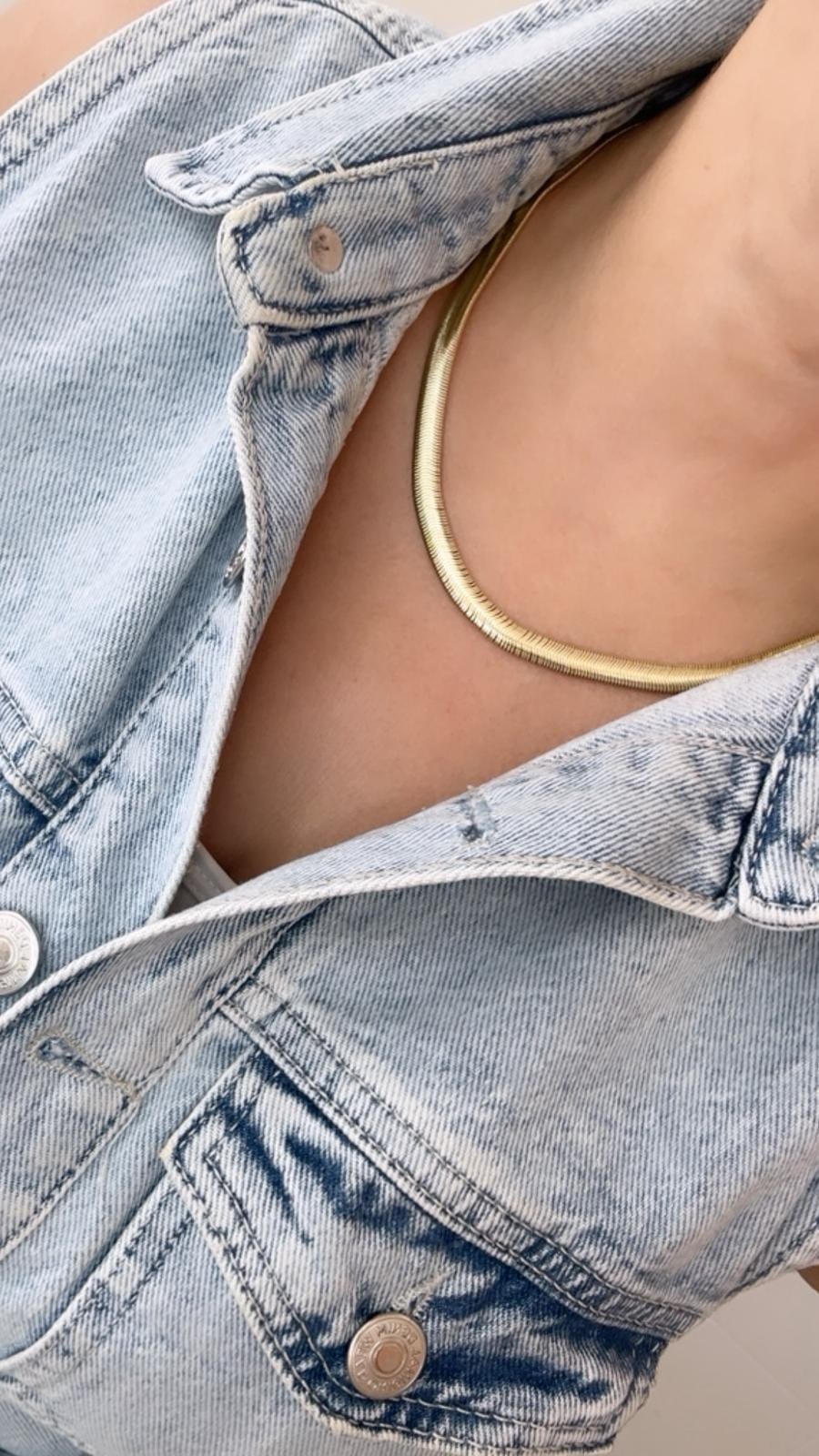 14K Gold Vip Seri Kalın Ezme Kolye 45cm