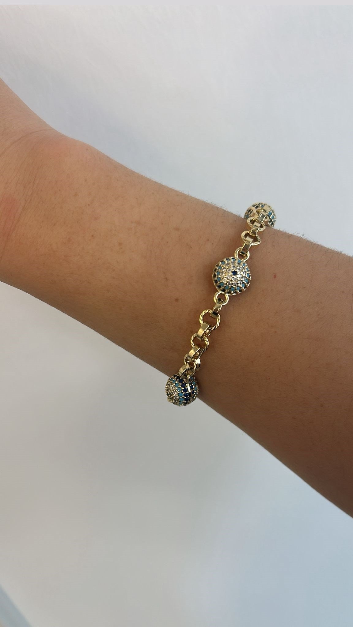 14K Gold Vip Seri Nazar Gözlü Bileklik 23cm