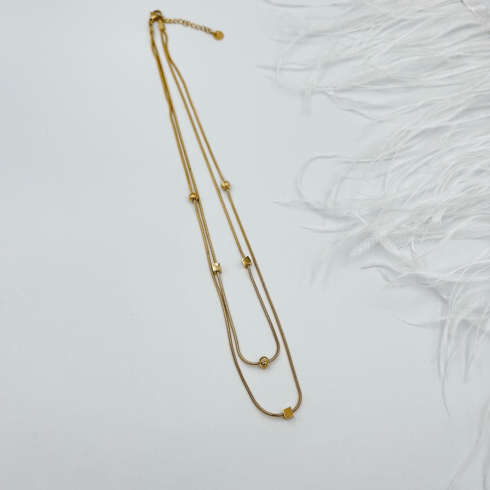 Çelik 2'li Dorika  Kolye 50cm