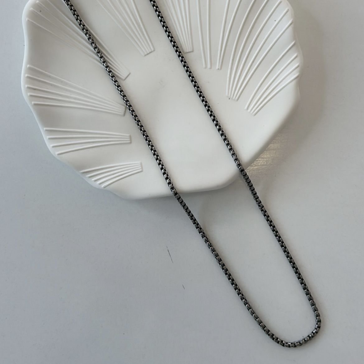 Çelik Siyah Zincirli  Kolye 60cm