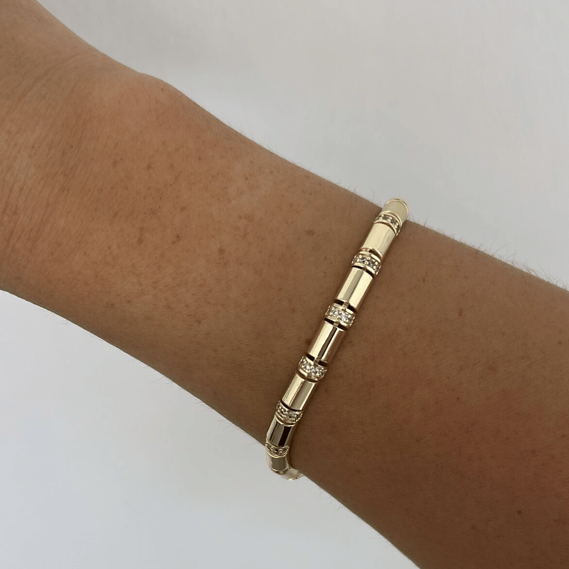 Özel Seri 14K Gold Taşlı Plaka Bileklik 19cm