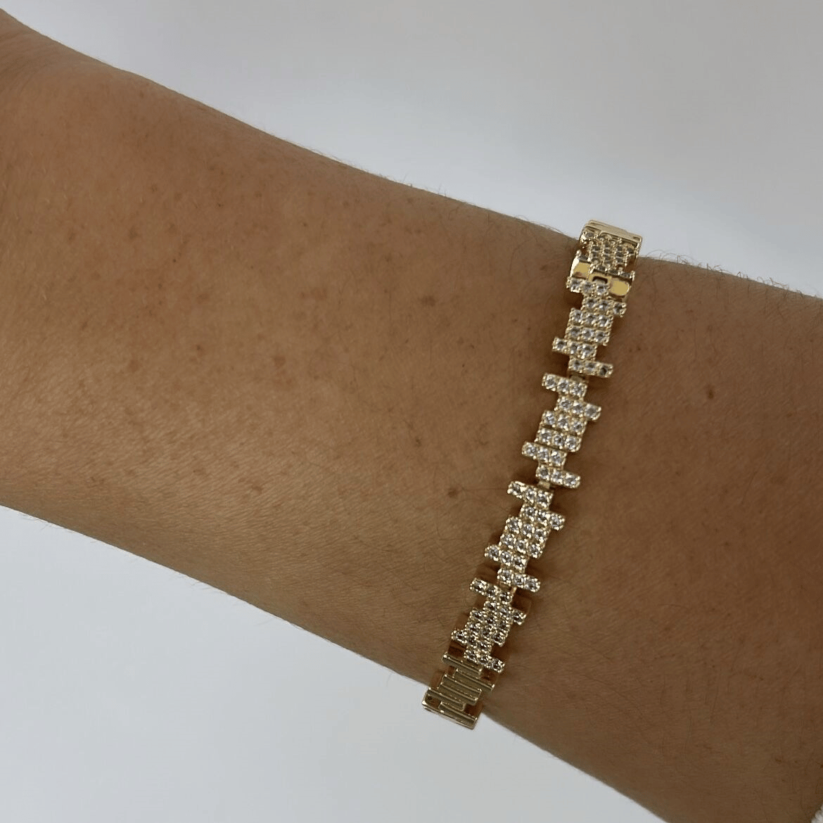 Özel Seri 14k Gold Taşlı Ritim Bileklik 19cm