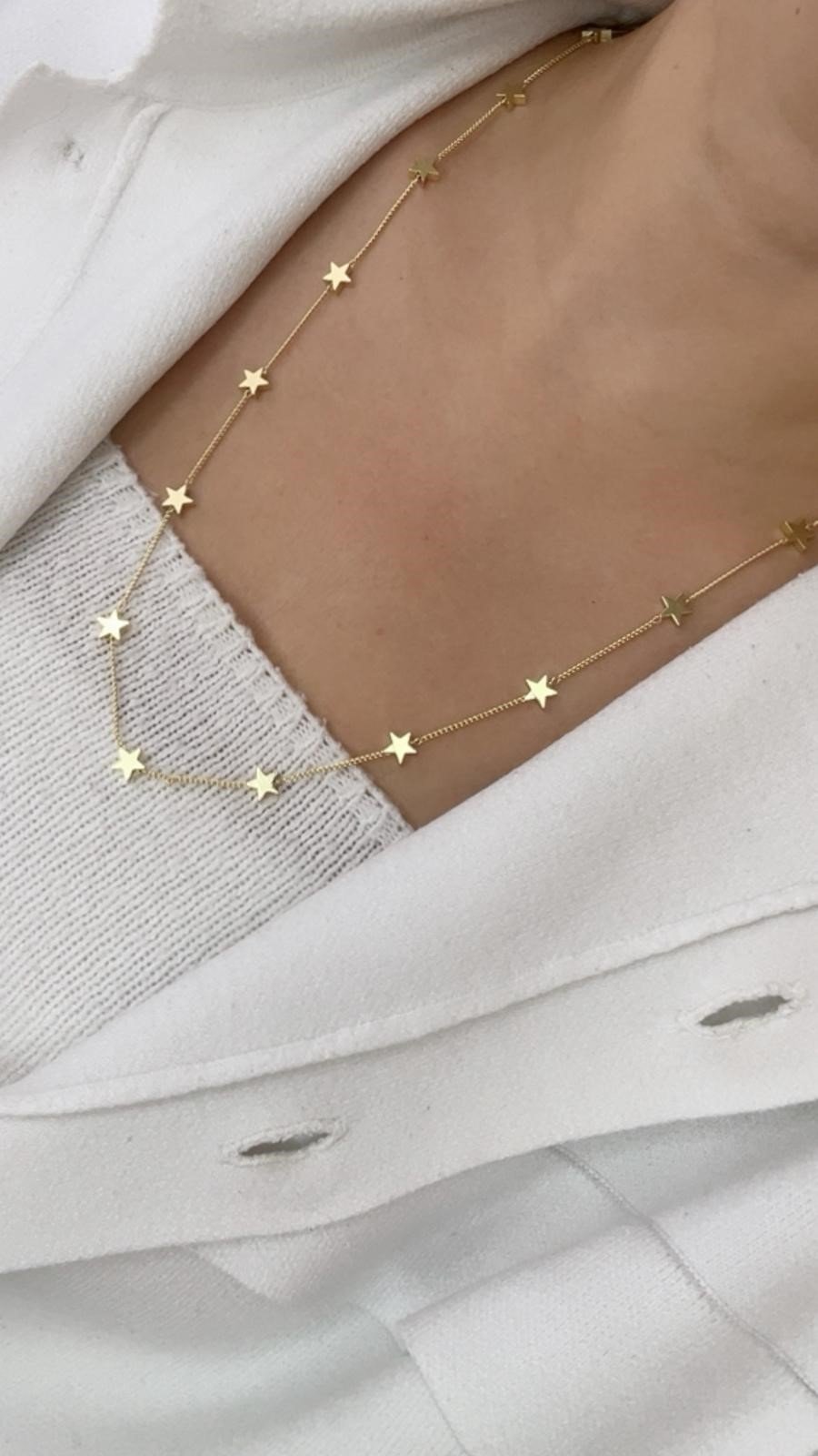 Özel Seri 14K Gold Yıldızlı Kolye 60cm