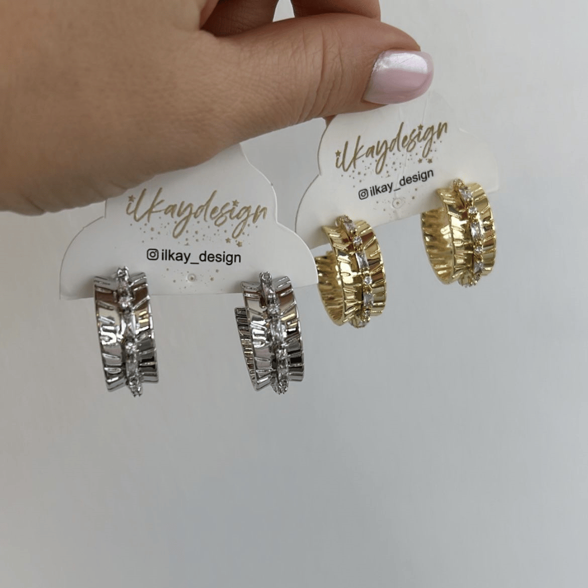 Özel Seri Baget Taşlı Plaka Halka Küpe 2,5cm
