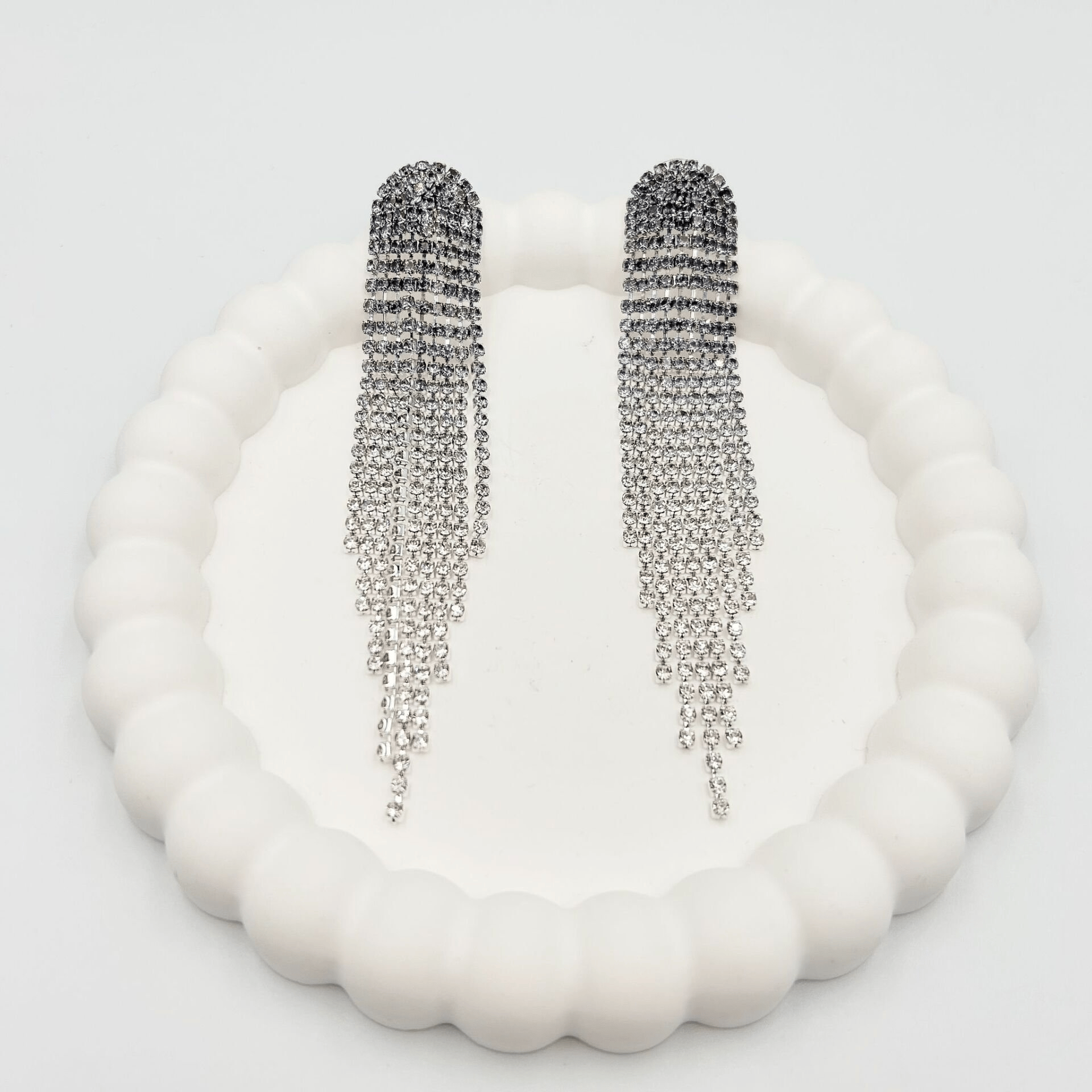 Özel Seri Zirkon Taşlı 2 Renkli Küpe 10 cm