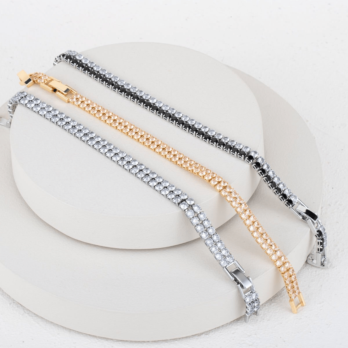 Özel Seri Zirkon Taşlı 2'li Su Yolu Bileklik 18cm