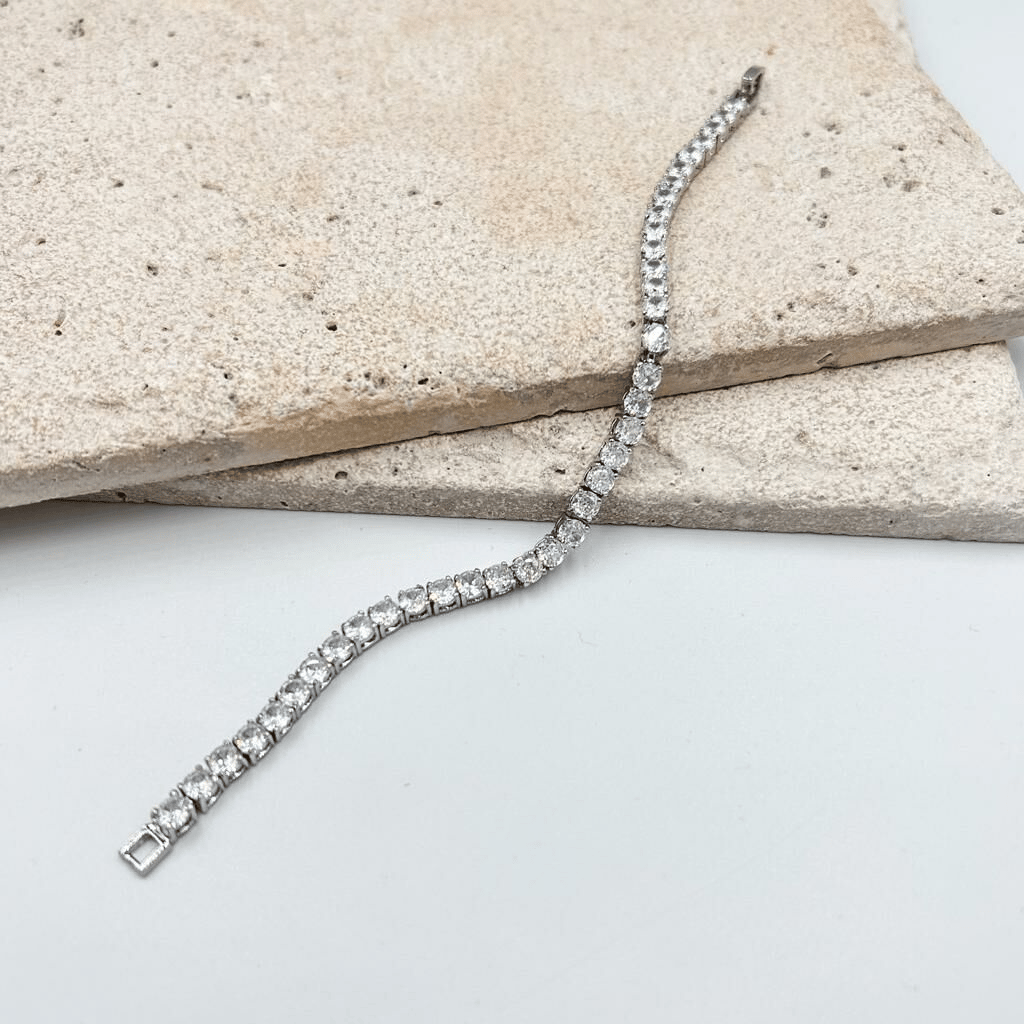 Özel Seri Zirkon Taşlı Döküm Su Yolu 4ml Bileklik 17cm