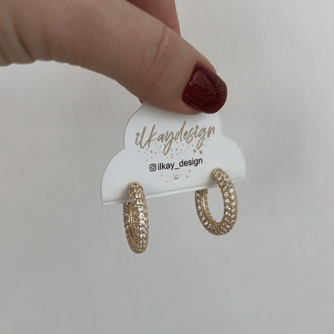 Özel Seri Zirkon Taşlı Gold Halka Küpe  2cm
