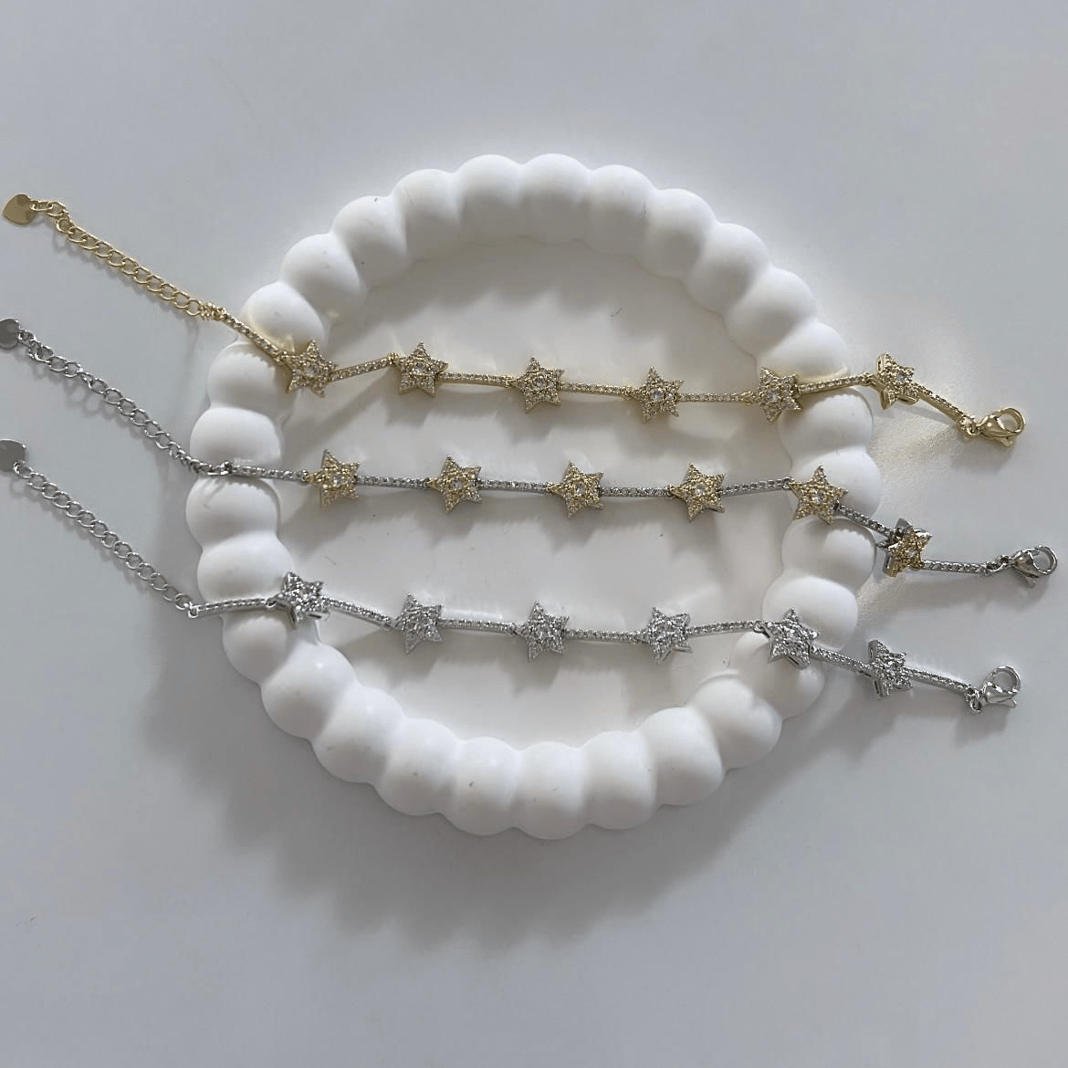 Özel Seri Zirkon Taşlı Yıldız Bileklik 22cm