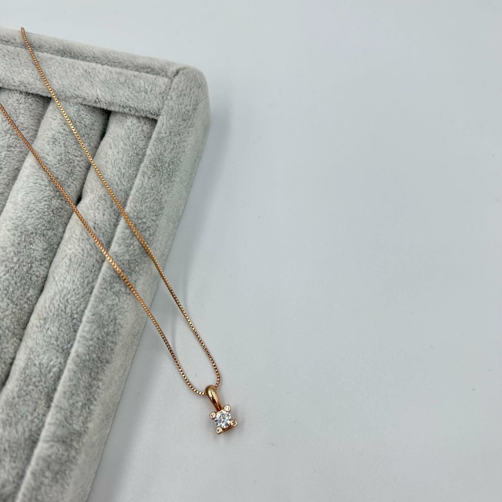 Vip Seri  Zirkon Tek Taş Monturlü Kolye 50cm