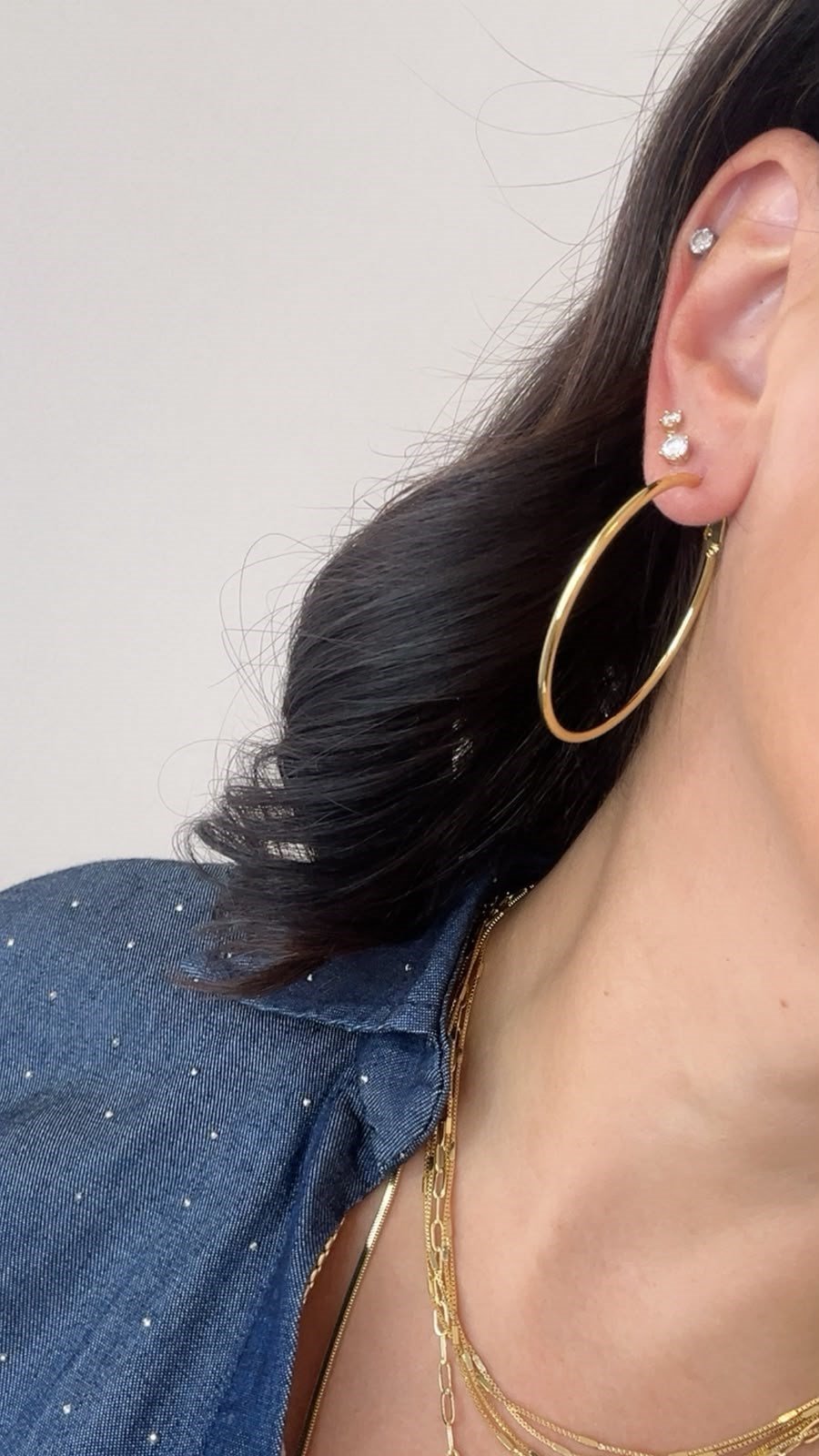 Vip Seri 14k Gold Halka Küpe 4cm