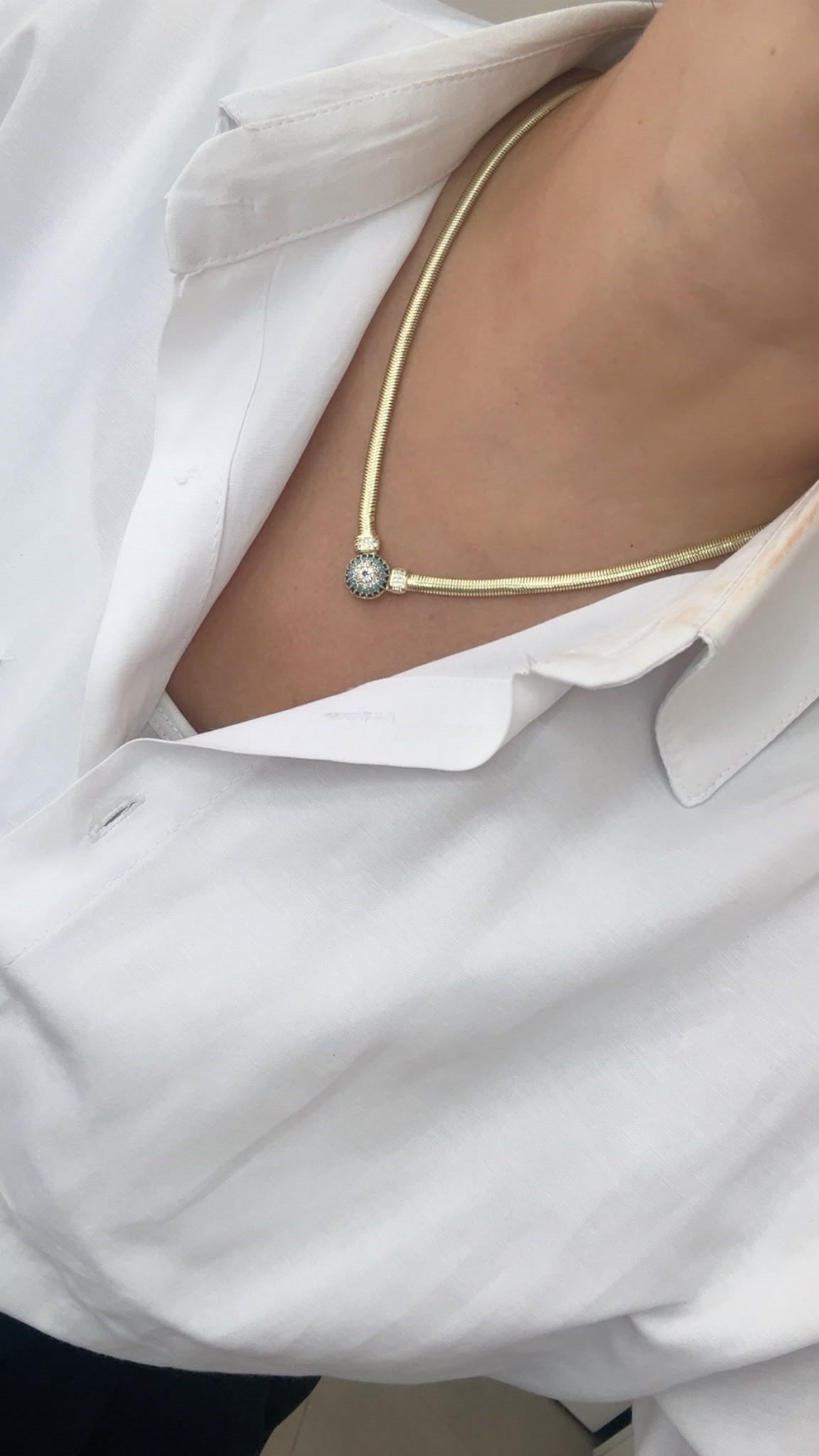 Vip Seri 14K Gold Nazar Gözlü Kolye 50 cm 