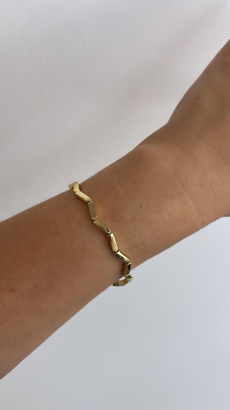 Vip Seri 14K Gold Zigzag Bileklik 19 cm