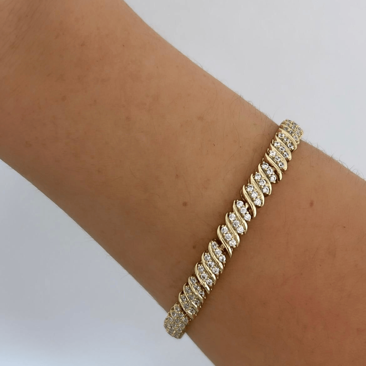 Vip Seri 14K Gold Zirkon Taşlı  Bileklik 19cm