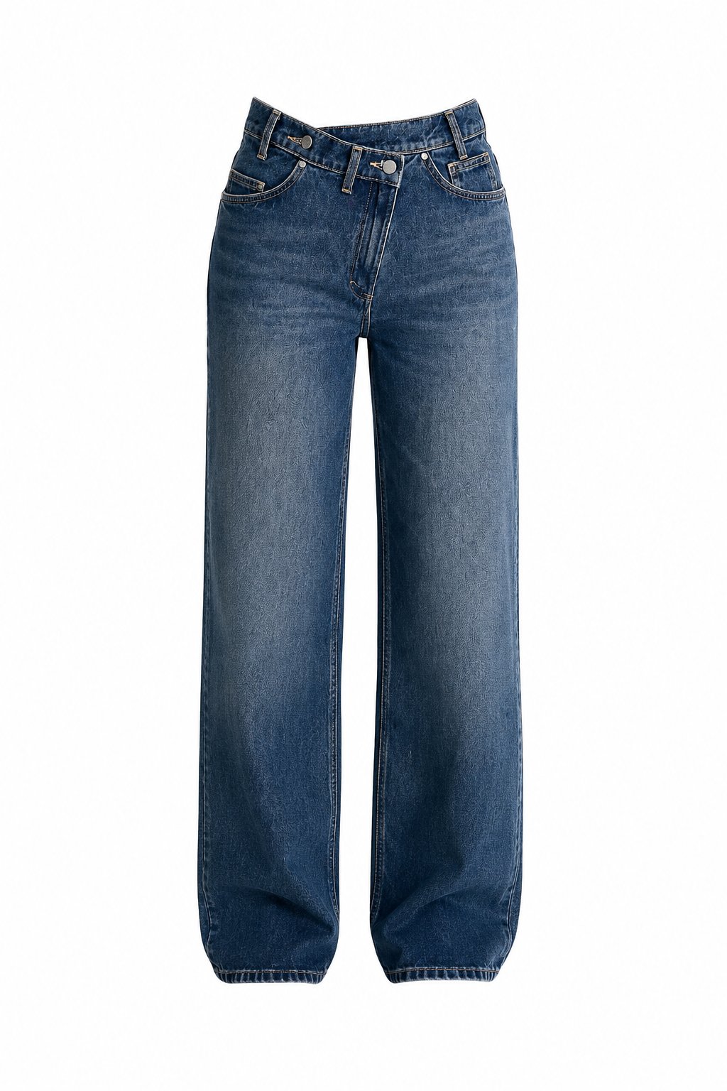 Asimetrik Bel Wide Leg Jean