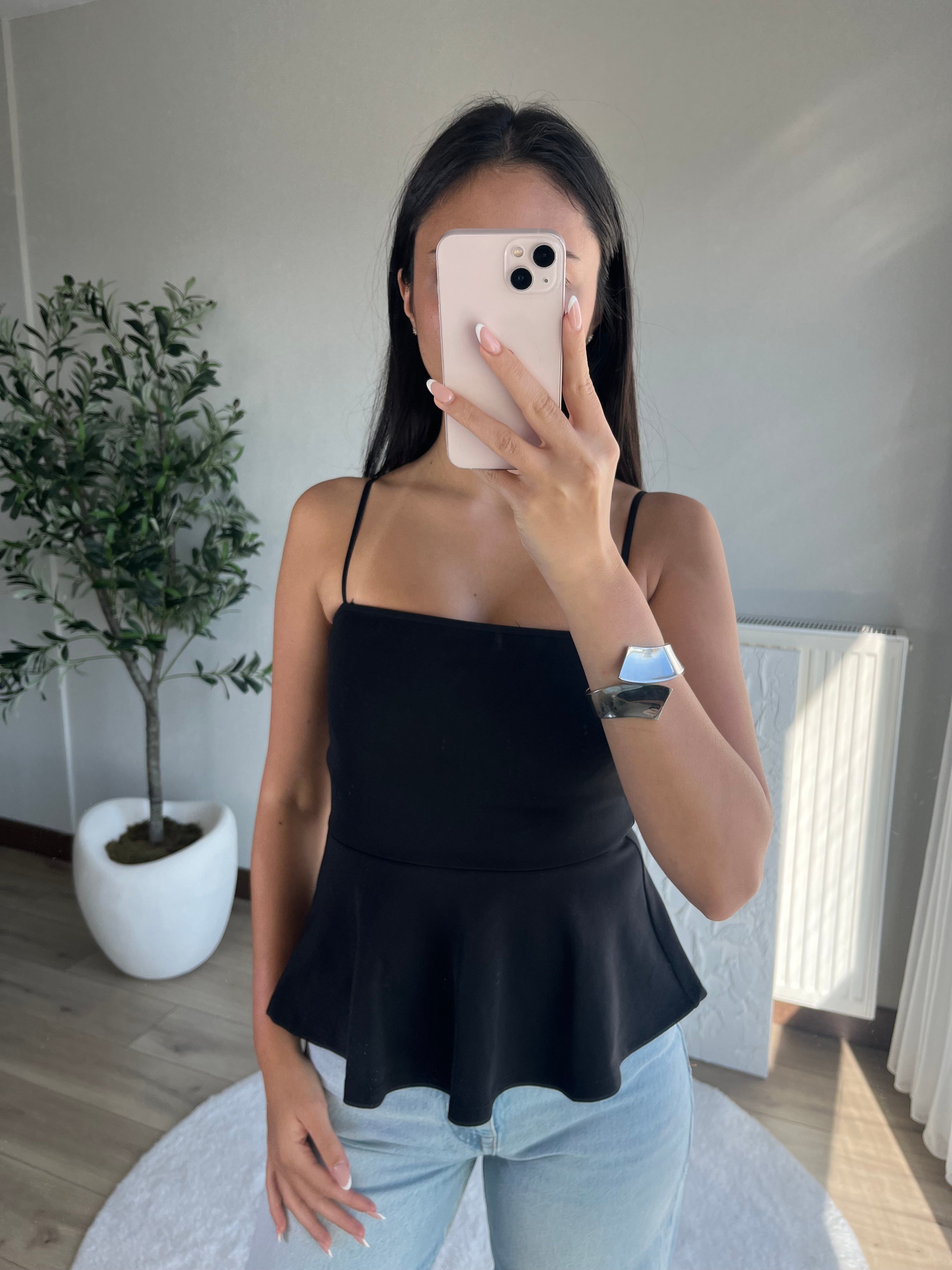 Askılı Bluz Siyah