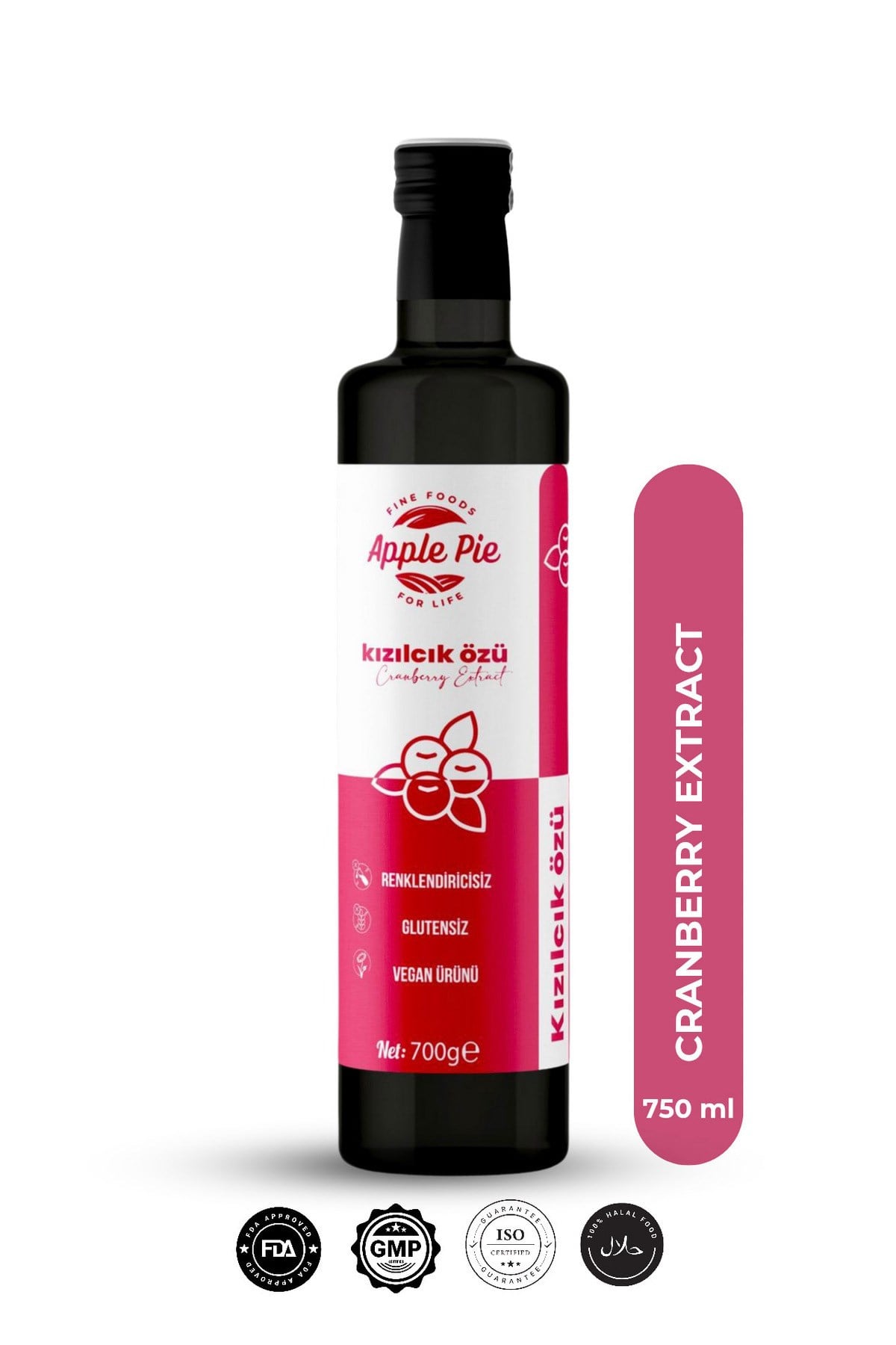 Kızılcık Özü Doğal Koruyucusuz 700 gr ( Analizli ) , Soğuk Sıkım , Cranberry Extract