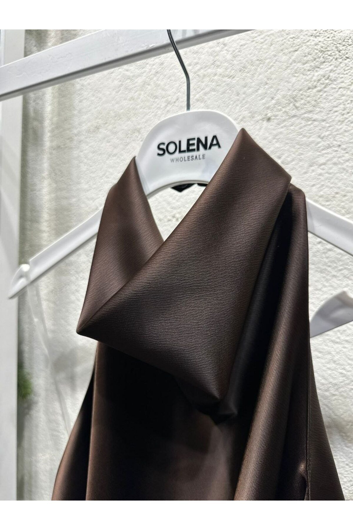 Degaje Yaka Saten Bluz - NSA-000860-004 (KAHVERENGİ)