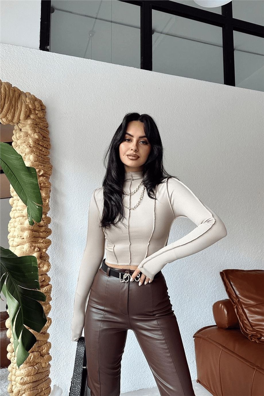Kadın Balıkçı Yaka Korsaj Detaylı Crop Bluz Zyn-58426 - TAŞ · 4