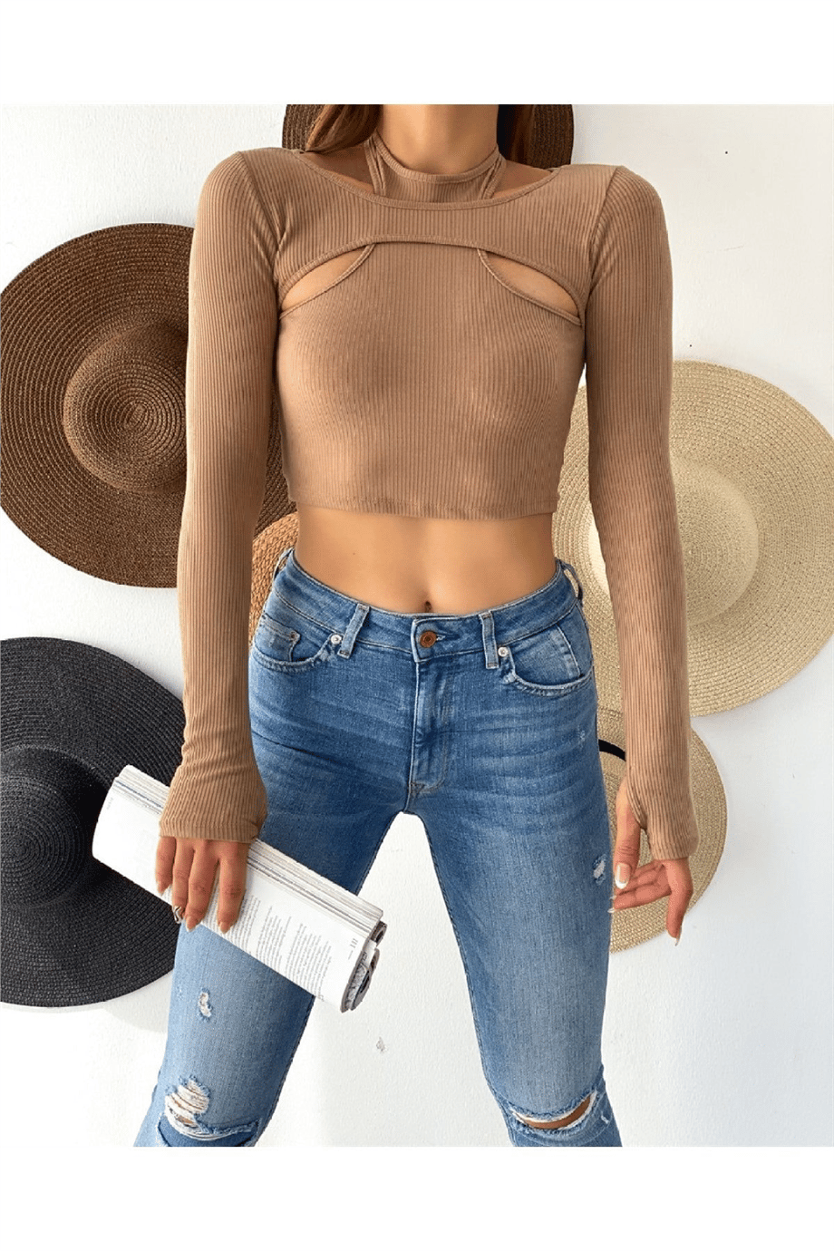 Kadın Bolero Crop Bluz Zyn-58319 - LACİVERT · 2