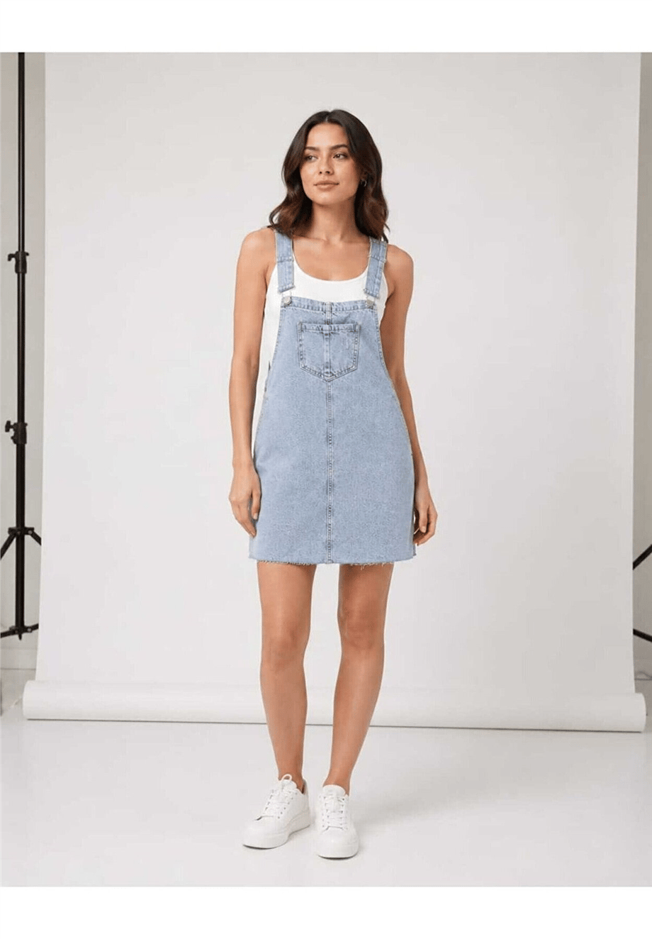 Kadın Denim Salopet Elbise - Açık Mavi