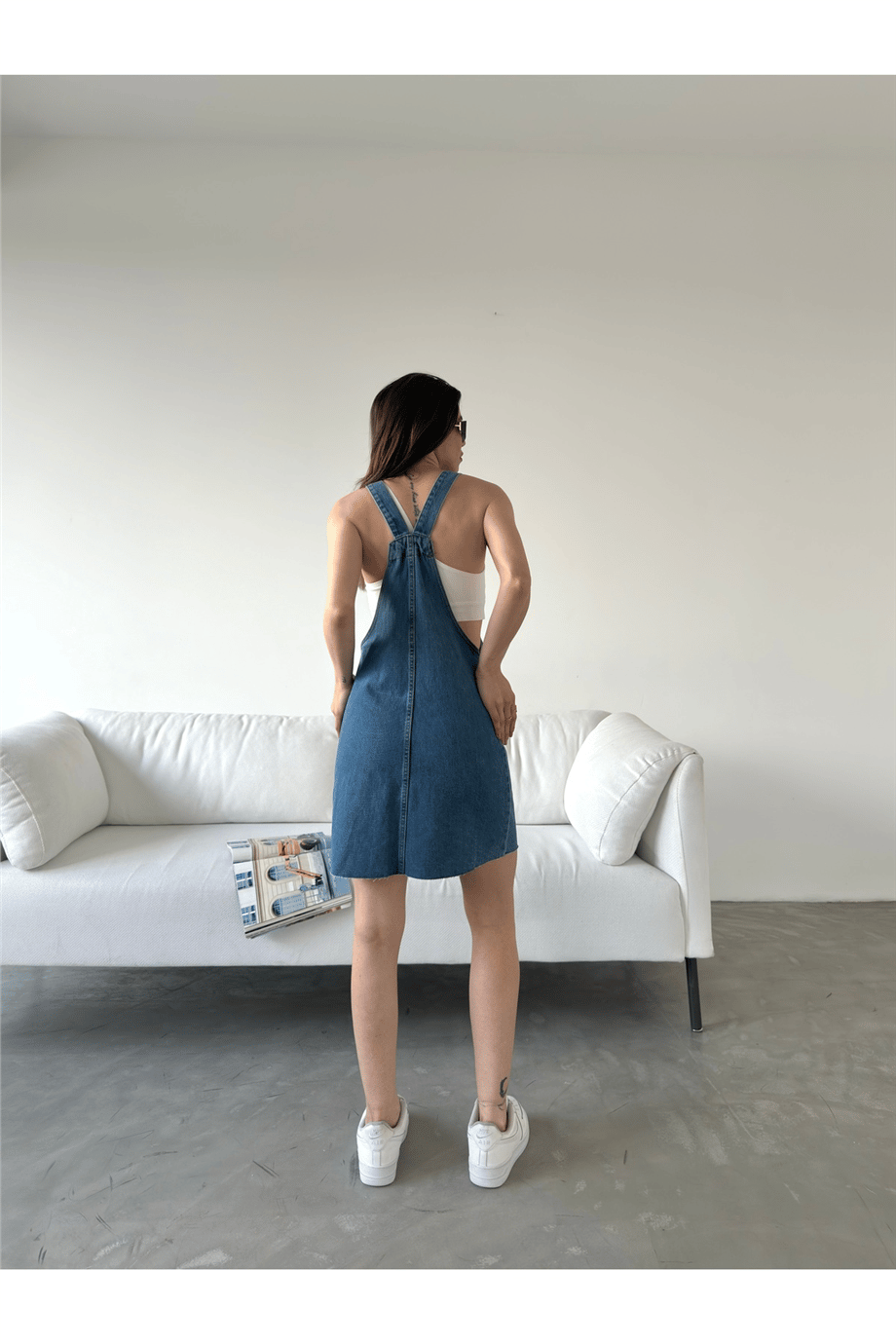 Kadın Denim Salopet Elbise - Lacivert · 3