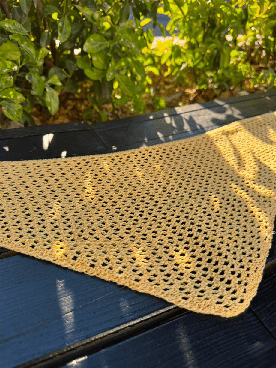 Kadın File Örgü Bohem Bandana - Sarı