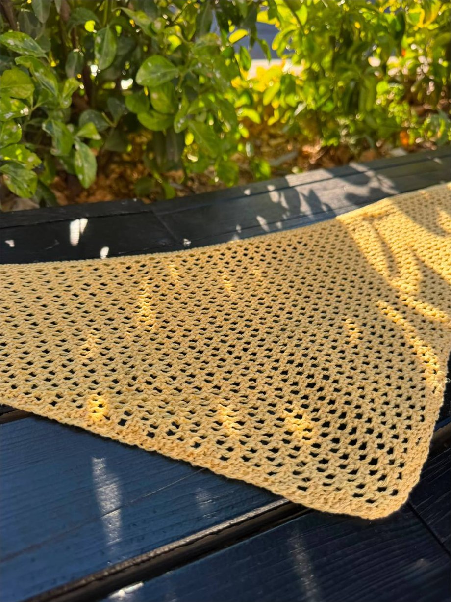 Kadın File Örgü Bohem Bandana - Sarı