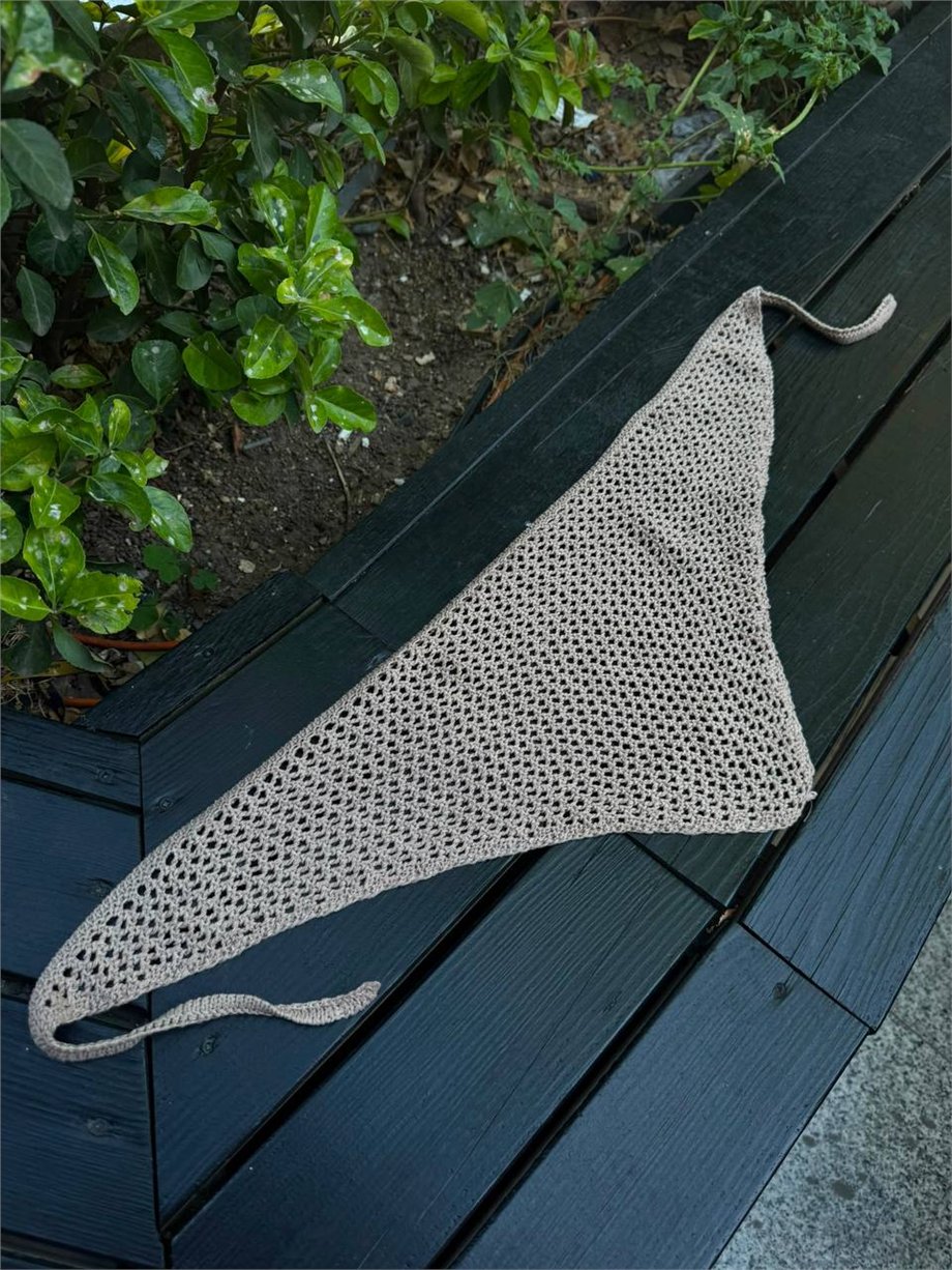 Kadın File Örgü Bohem Bandana - Vizon