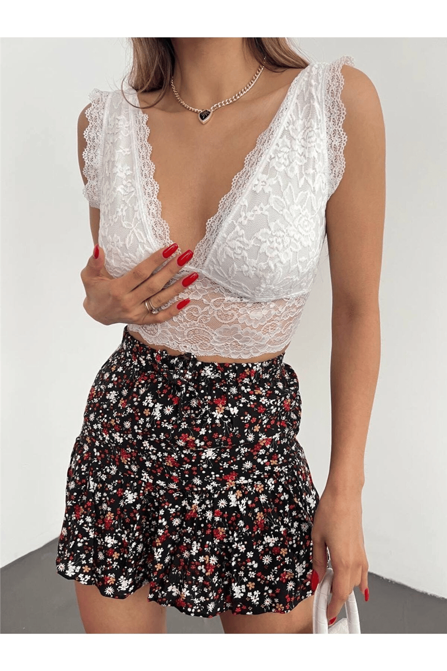 Kadın Güpür Detaylı Bralet Bluz Zyn-58409 - BEYAZ · 2