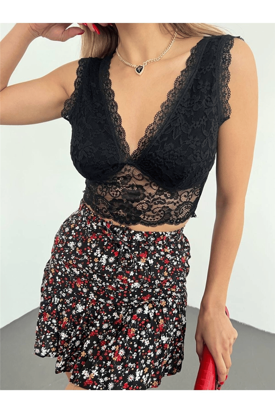 Kadın Güpür Detaylı Bralet Bluz Zyn-58409 - SİYAH · 5