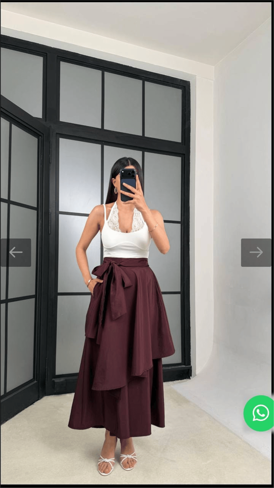 Kadın Kat Detaylı Kuşaklı Maxi Etek - Bordo · 3