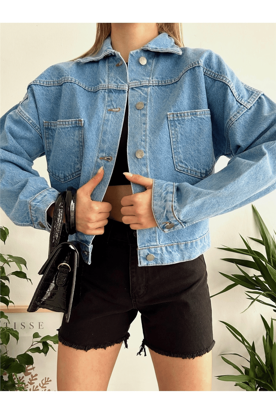 KADIN KOT DENİM CEKET HYN-58080 - Mavi