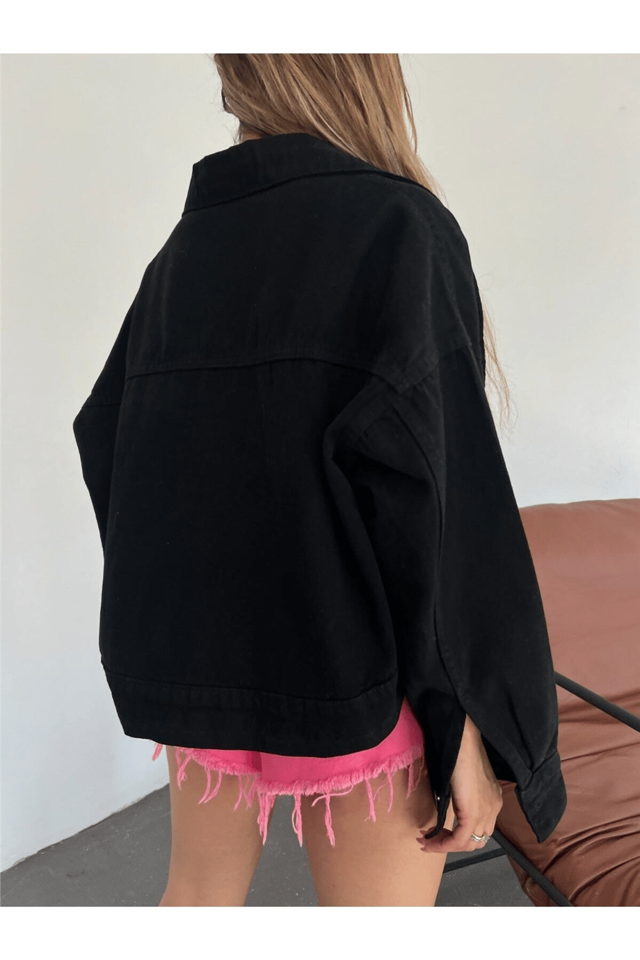 Kadın Oversize Bolero Denim Ceket Zyn-58393 - Siyah · 7