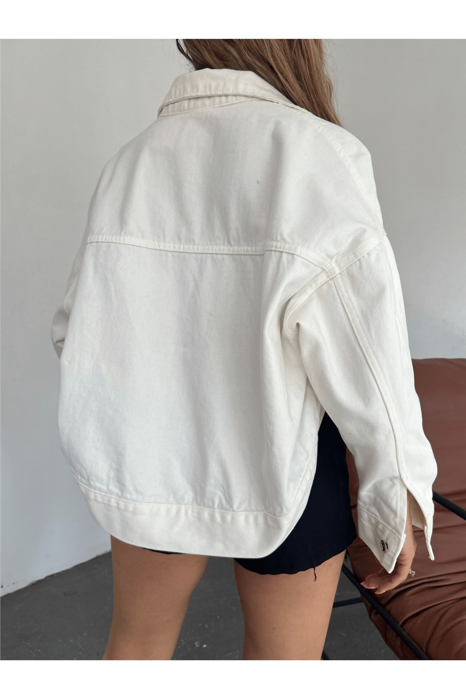 Kadın Oversize Bolero Denim Ceket Zyn-58393 - BEYAZ · 7
