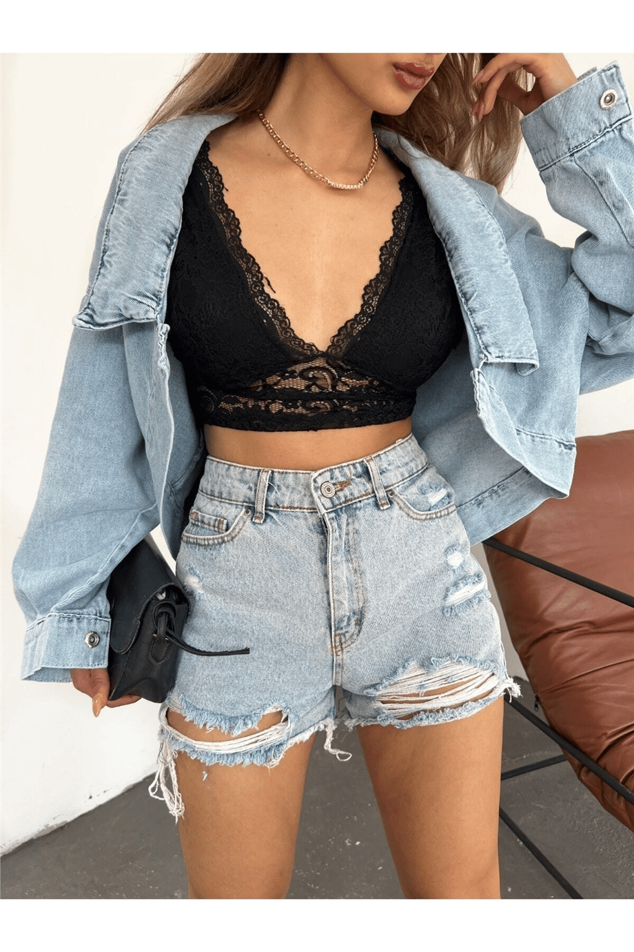 Kadın Oversize Bolero Denim Ceket Zyn-58393 - AÇIK MAVİ · 6